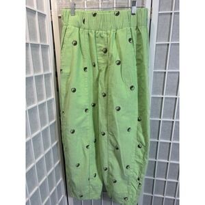 BDG Green Corduroy Track Pants with Black Pattern